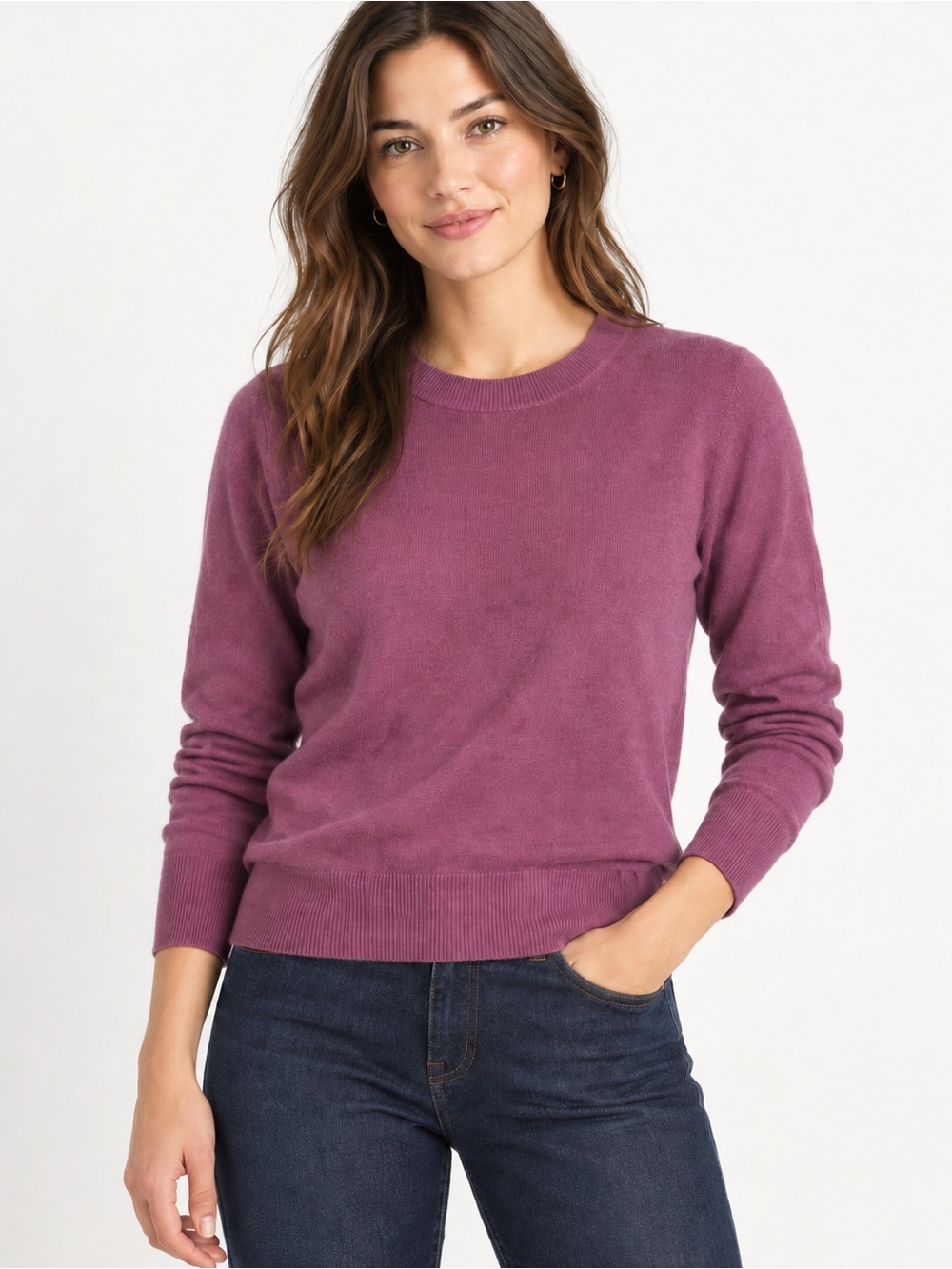 J.Crew 100% Cashmere Crewneck Sweater Plum Purple Size M